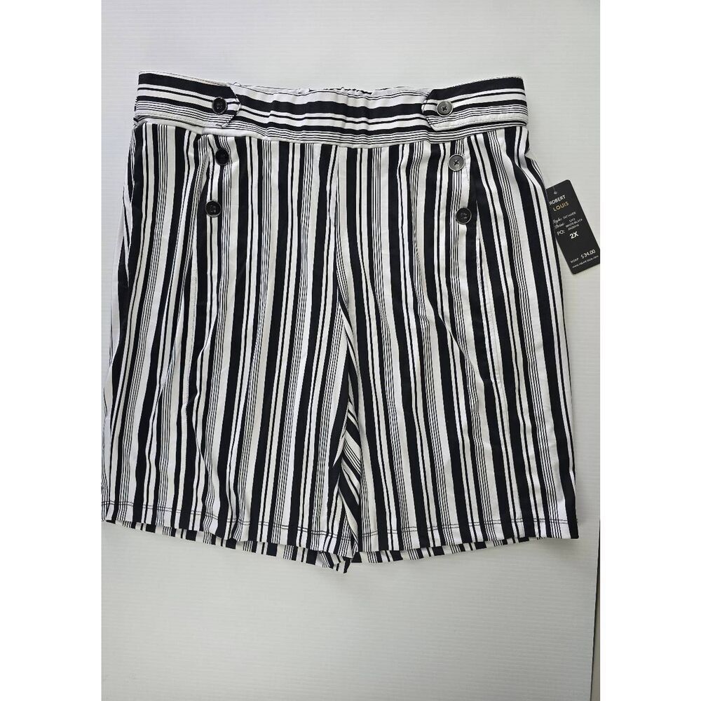 Robert Louis Shorts Sz 2X Black/White Stripe New - Picture 2 of 11